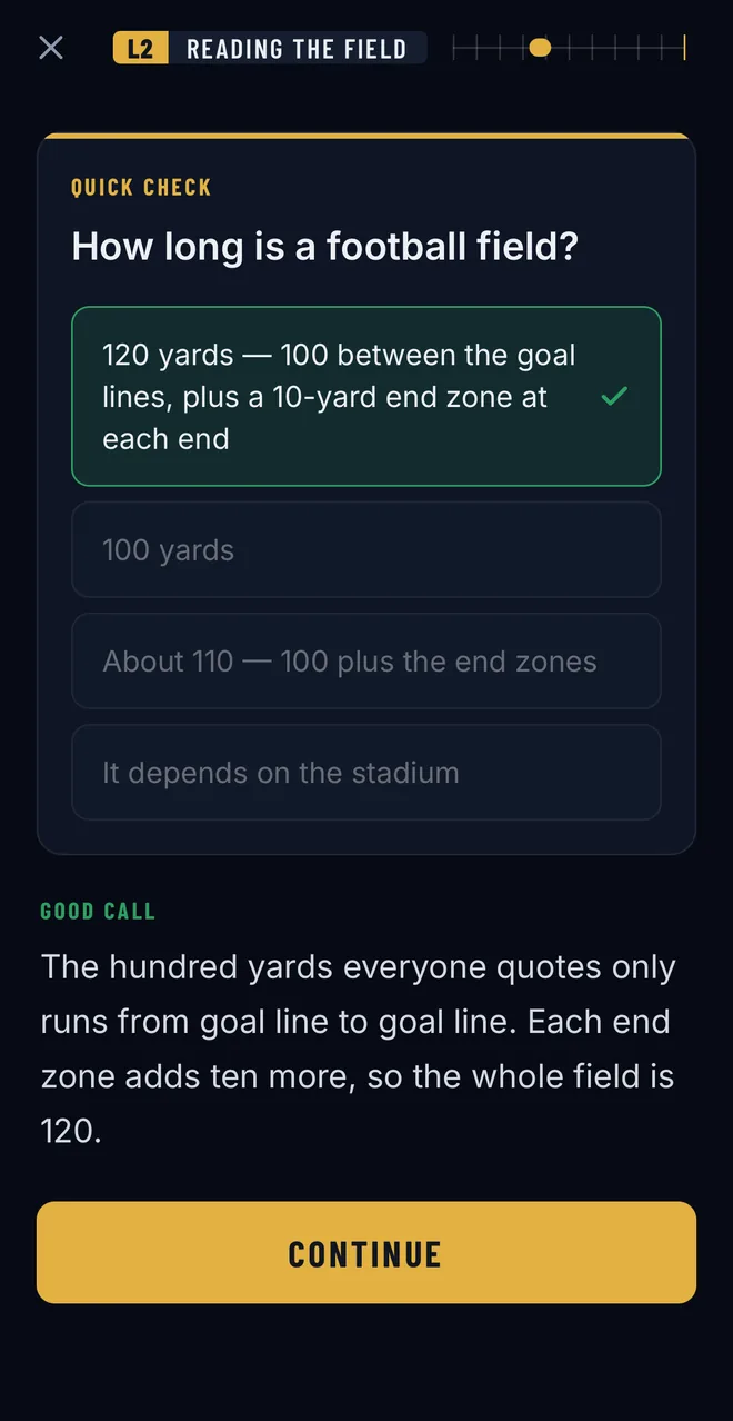 The quick check that follows the beat, answered correctly, with the explanation under Good Call